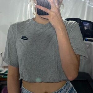 Nike Gray Cropped Logo Tee
